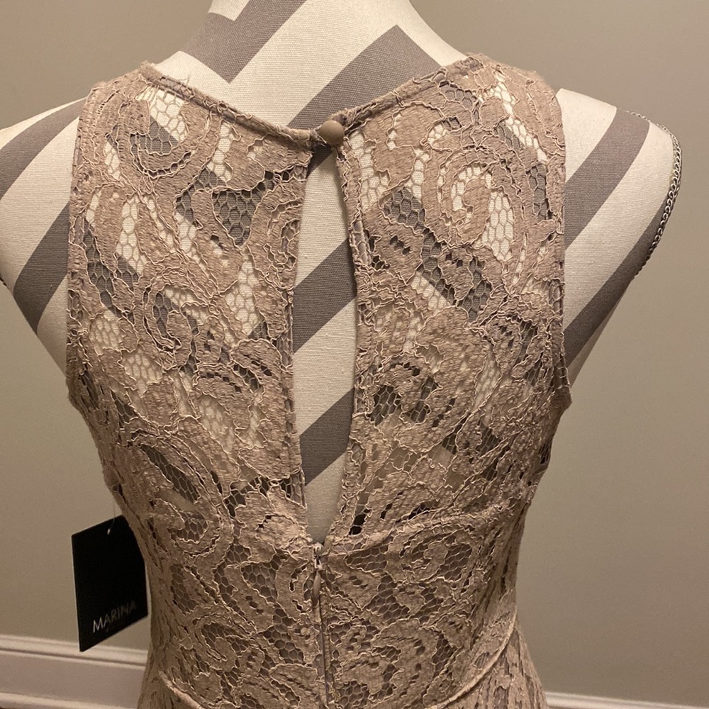 Marina Taupe Lace Dress - Picture 4 of 7